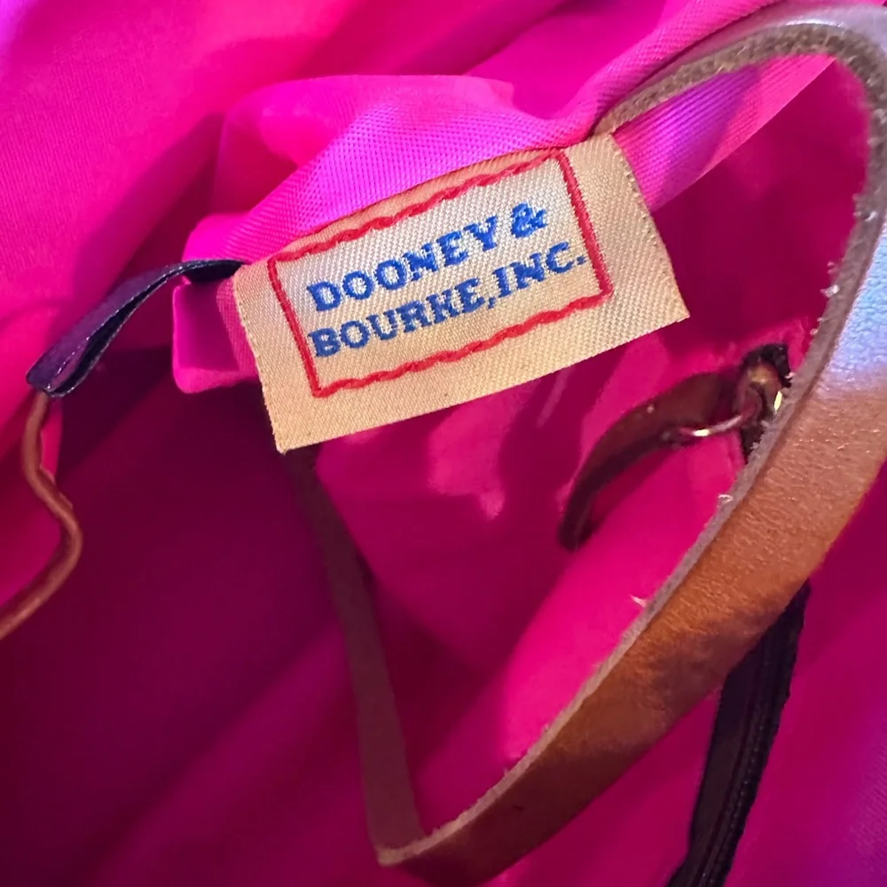 Dooney & Bourke Lavender Nylon Satchel with Brown Leather Trim